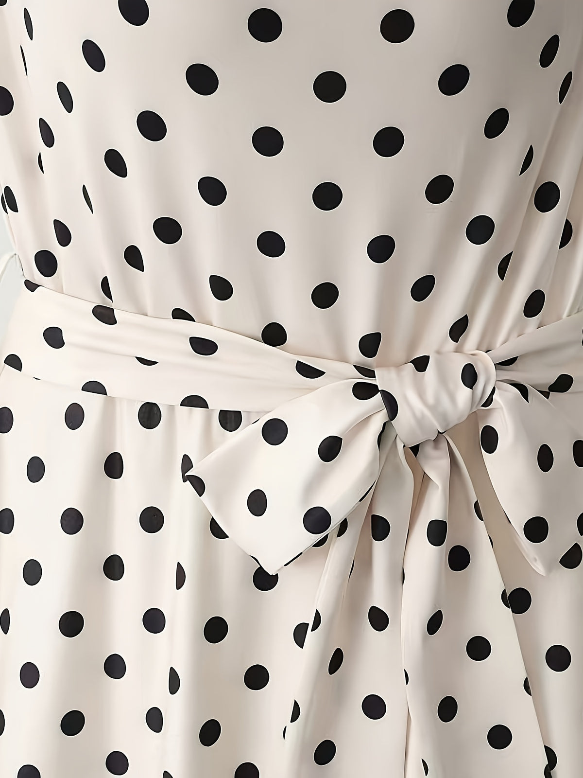 French Retro Polka Dot Print Sleeveless Tie-Neck Long Dress for Women, Summer New Gentle Style Waist-Cinching Dress for Beach Vacation And Dates - White