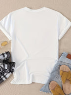 Women's White MILANO ITALY T-Shirt - Italian Letter Print Round Neck Short Sleeve Blouse-Compatible Top | Machine Washable Opaque Shirt Suitable for Daily Commuting, Casual Wear & Italian-Themed Outfits | - Wardrobe Essential - White