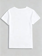 [Printed Design - Not Textured] Women'S White Trendy Coquette Heart Print T-Shirt, Elegant Graphic Design, Soft Casual Daily Top - White 5