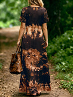Plus Size, Plus-size Women's V-neck Dress for Spring/summer, Bohemian Style, Comfortable and Lightweight, Perfect for Beach Vacations, Fashionable and Versatile - Black