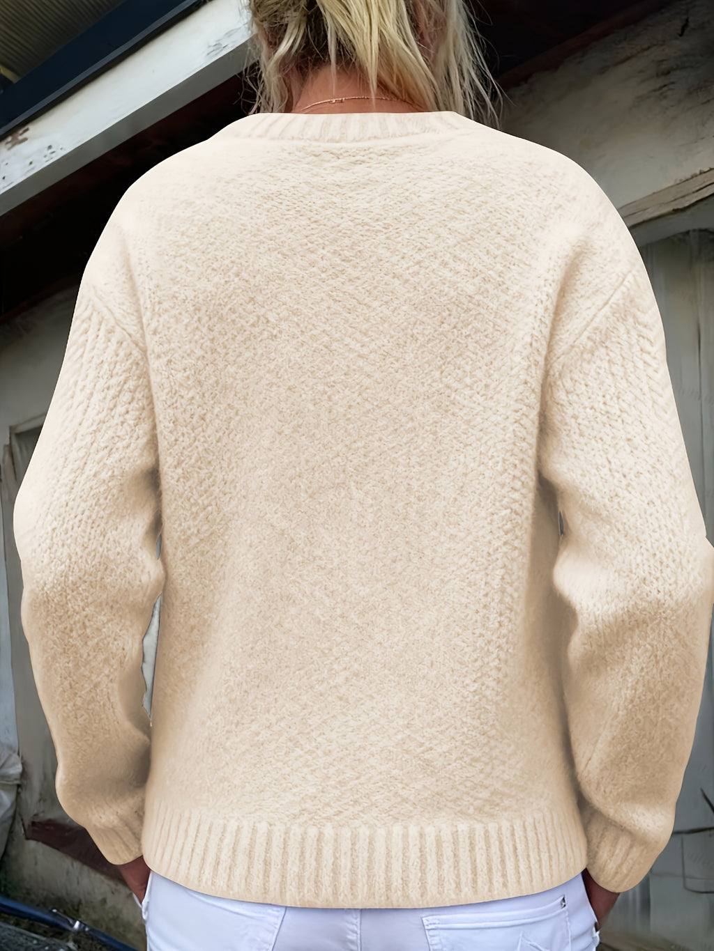 Women'S Thick Needle Sweater, Suitable for Autumn And Winter, Casual Warmth, Elegant And Versatile, Ideal for Holiday Parties. Long-Sleeved Shirt - Apricot