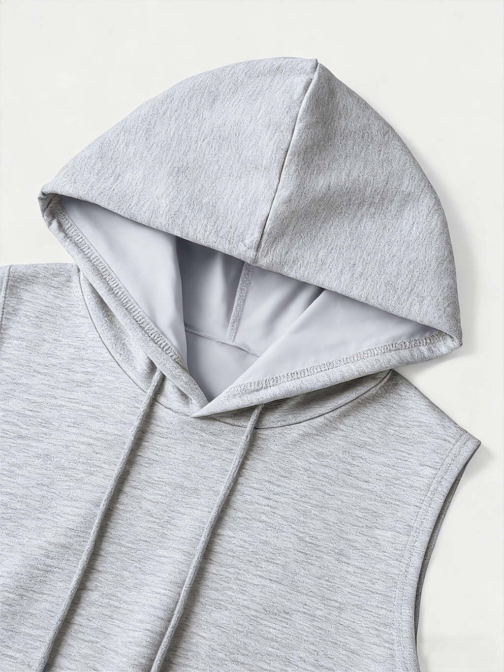 Men's Fashion Solid Color Hooded Sleeveless Vest, Sporty Fitness Casual Style, Adjustable Drawstring Design, Versatile and Stylish Daily Top - Grey