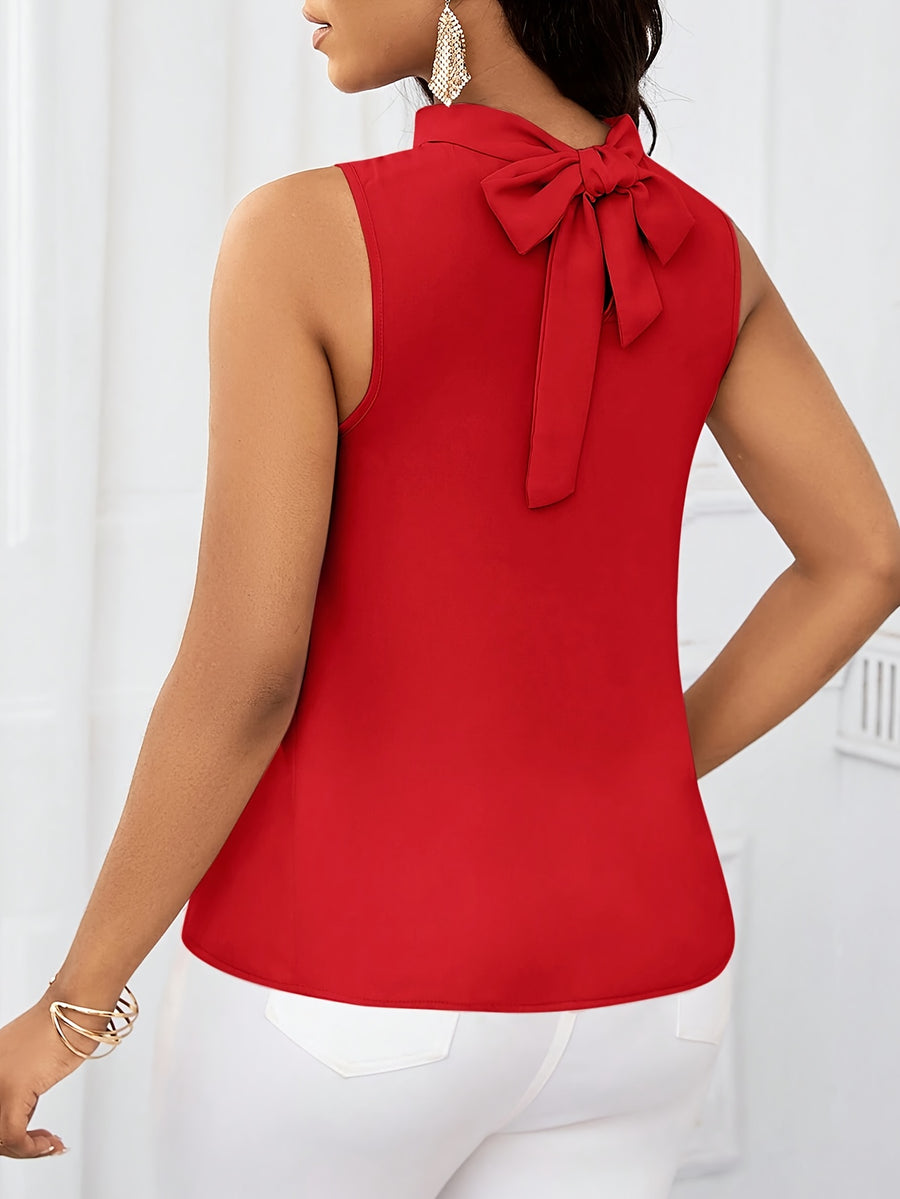 Women'S Fashion Sleeveless Short Sleeve Top - Red