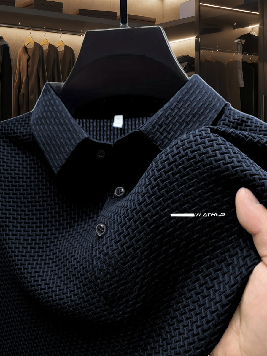 Summer Shirt, Breathable Daily Wear Quick- Fabric Business Casual Short Sleeve with Collar and Button Details, Comfortable and Breathable Micro-Texture Shirt for Casual Attire - Navy Color