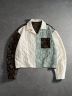 Men'S Shirt Contrast Color Patchwork Jacquard Fabric Trendy Fashion Casual Street New Short Length Spring Autumn Men'S Casual Shirt - Coffee Color