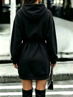 Women'S Tummy Control Drawstring Halloween Western Fashion Printed Hooded Sweatshirt - Black