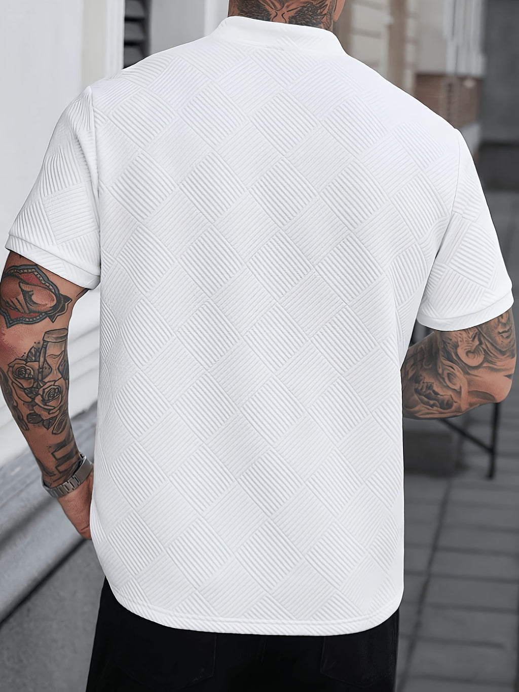 Summer New Men'S Polo Shirt Short Sleeve T-Shirt Casual Fashion Atmospheric Comfortable Versatile Jacquard Top Men'S Clothing - White