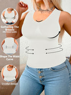 Plus-size Women's Shaping and Waist-cinching Daily Wear and Loungewear Vest, Can Be Worn as an Inner Layer or Outer Layer - White
