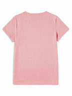 Printed Design Casual Crew Neck T-Shirt, Spring/Summer Fashion Women's T-Shirt [Printed Design – Not Textured] - Pink