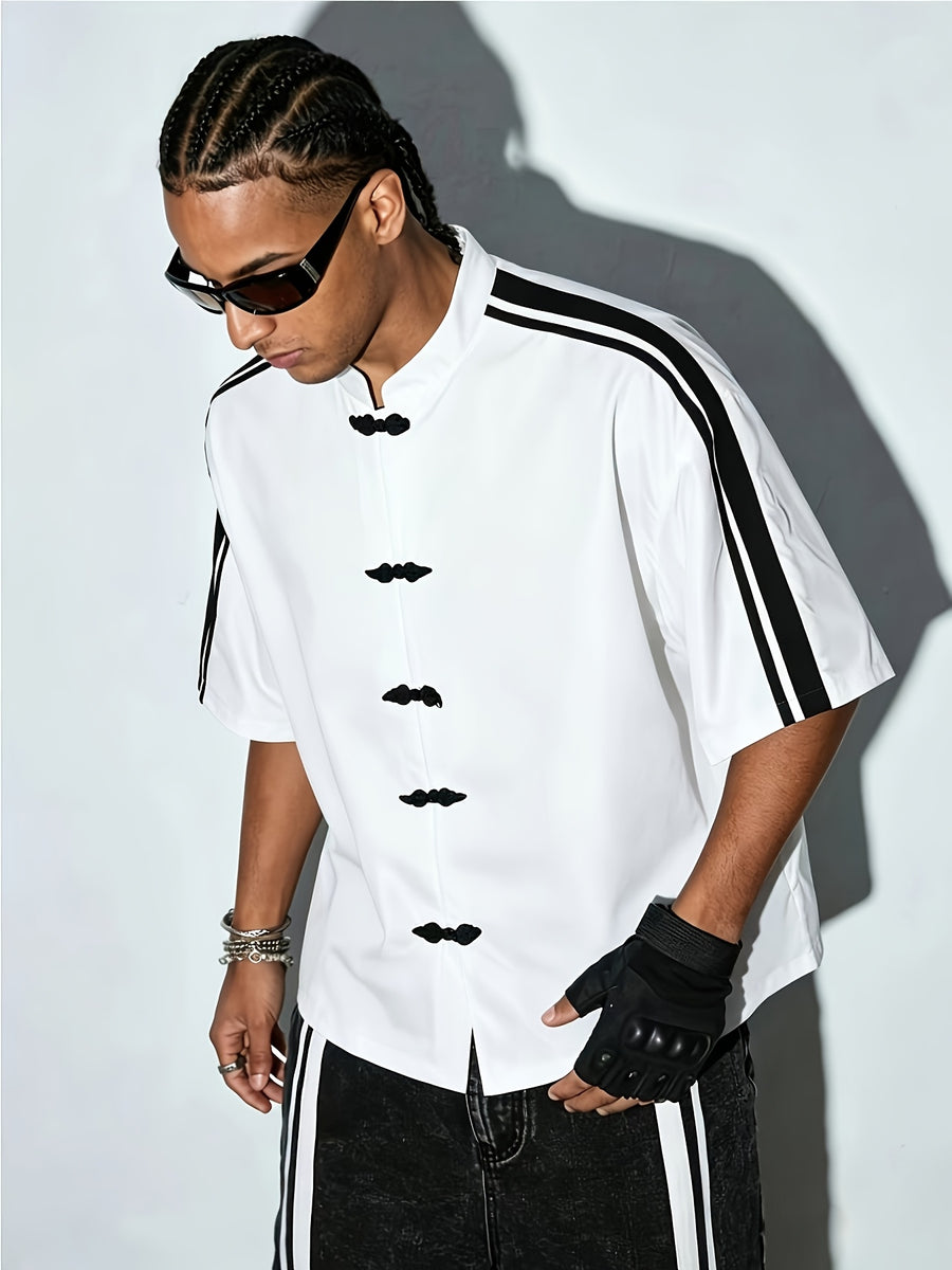 Men's Casual Street Trendy Short Sleeved Shirt - White