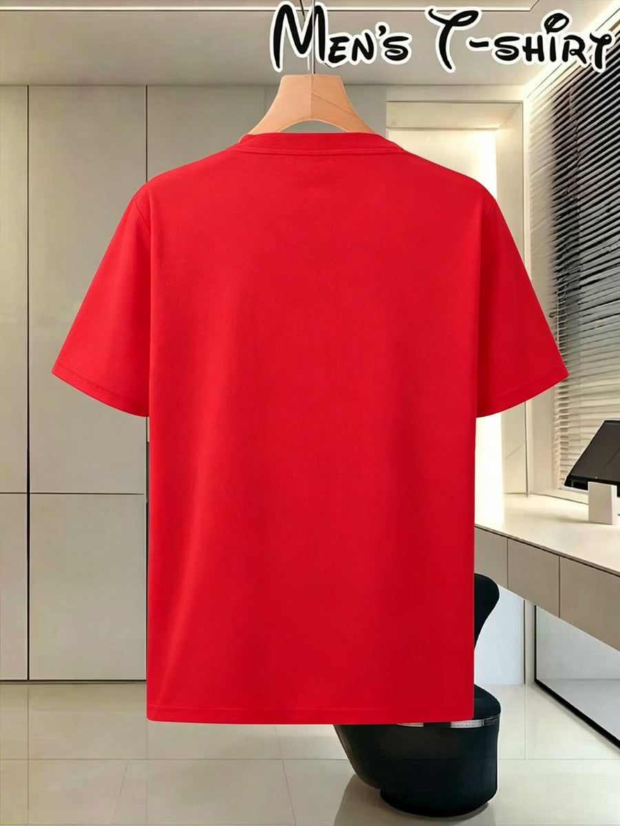 Men's Chinese Style T-Shirt with Jian Sword & Traditional Text Print - Crew Neck Short Sleeve Top, Suitable for Summer Streetwear, Casual Daily Wear, Chinese Cultural Apparel for - Red