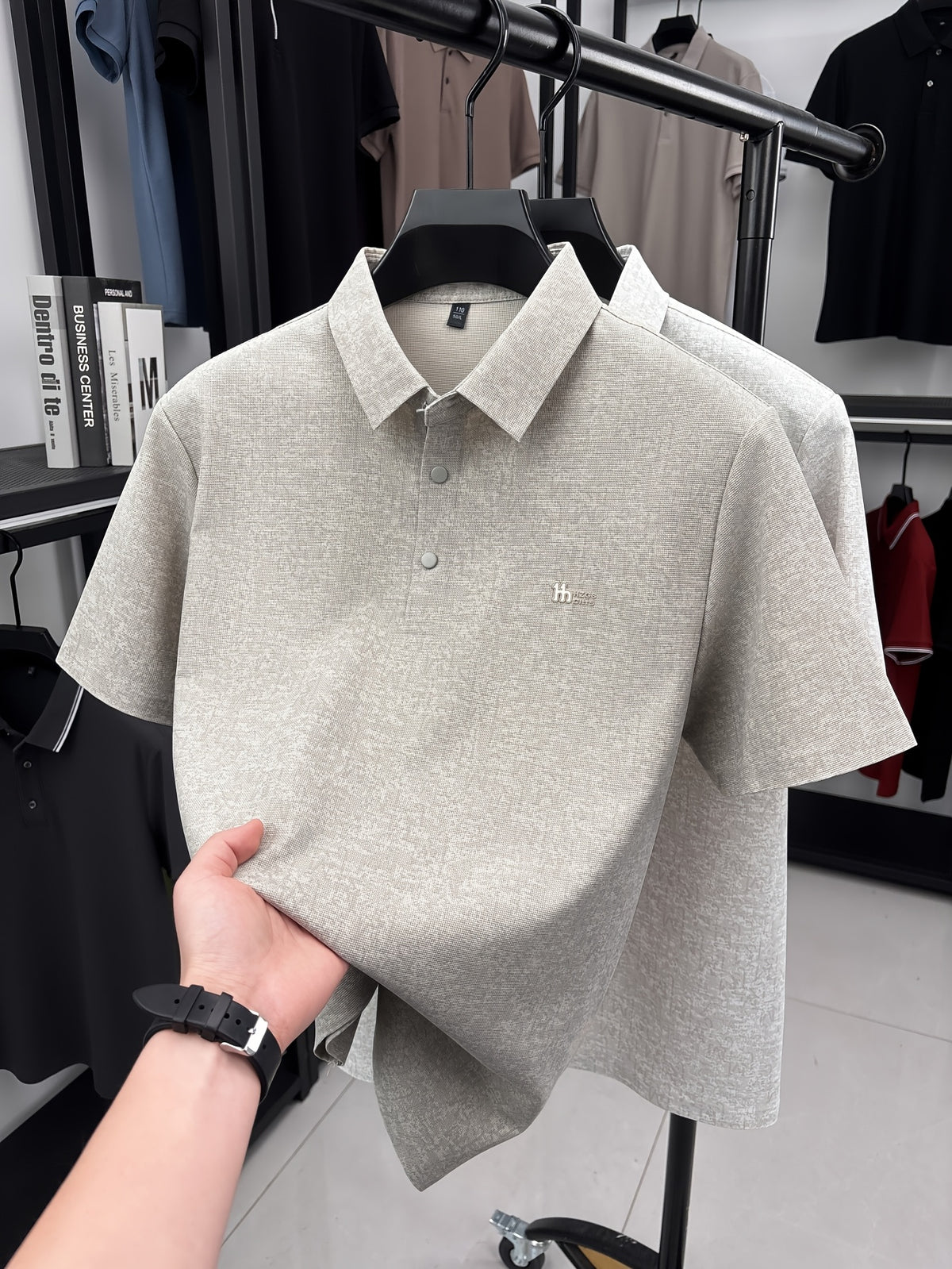 Minimalist Urban Short-Sleeve Polo Shirt for Portable Daily Commuting - Gray Coffee