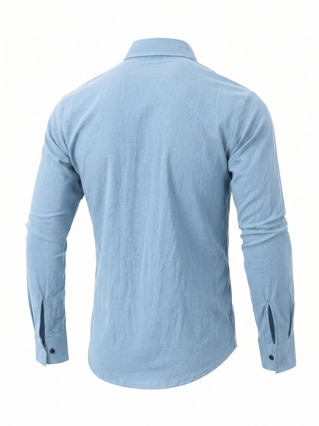 Men'S Fashion Top, Long Sleeve Gualabera Shirt with Pleated Front, Casual Shirt for Vacation, All-Season Casual Style - Light Blue