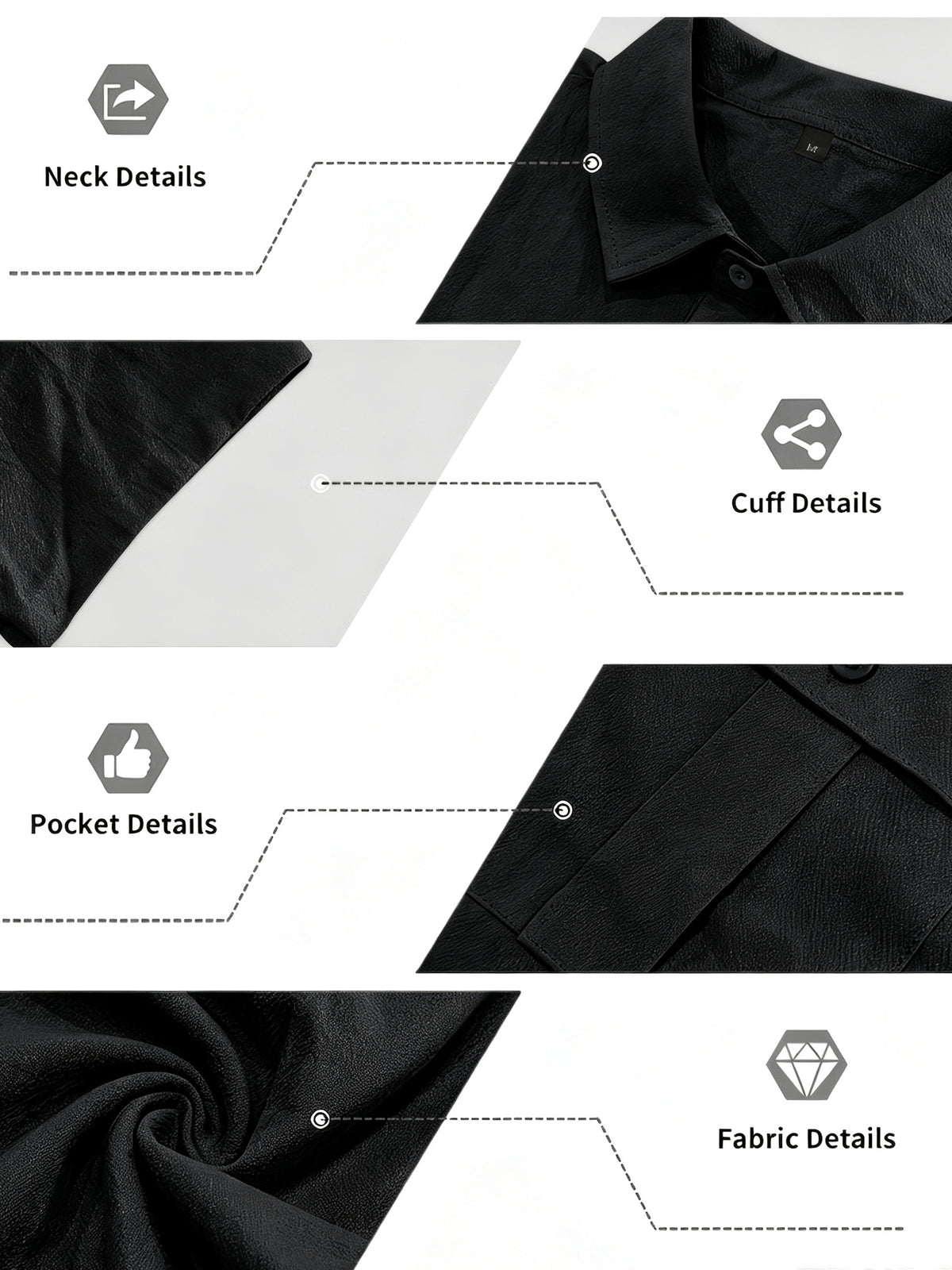 [Pearson OBM] Milan New Men'S Lapel Long Sleeve Shirt Light Luxury Premium Casual Loose All-Match Top Suitable for Seaside Vacation Beach Outing Travel Walking Daily Commute City Outing Date Party Home Wear Fresh Neat Comfortable Durable Good-Lookin - Black
