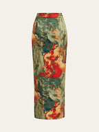 Printed Wrap Skirt - Green