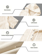 Men'S Summer Hooded Short Sleeve T-Shirt, Henley Collar Half-Open Placket Button Design, Drawstring Decor Breathable Comfortable Loose Casual Home Vacation Top, Holiday Gift - Khaki