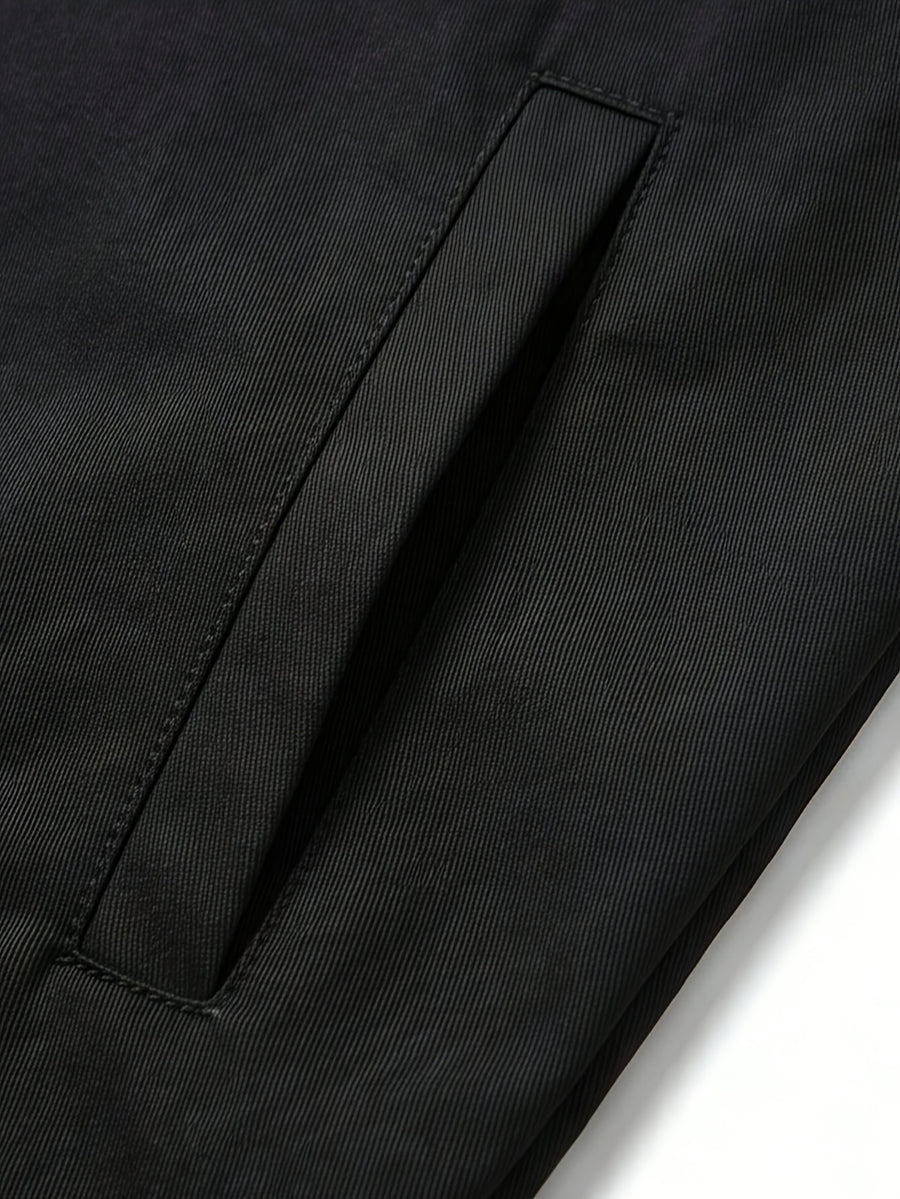[Pearson OBM] Men'S Solid Color Long Sleeve Lapel Jacket Top - Black