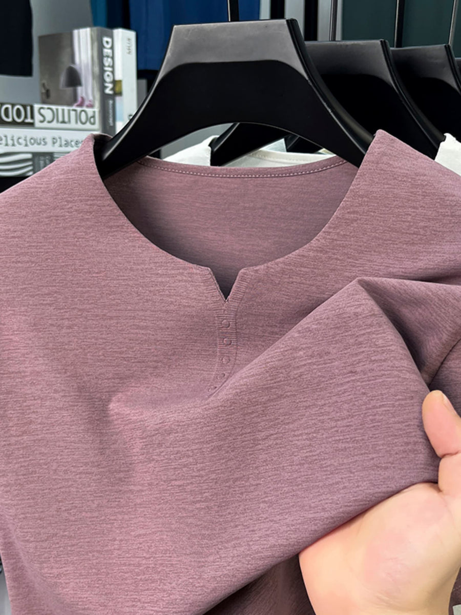 2026 Summer Thin Men'S Short Sleeve T-Shirt Fashion Casual Solid Color Men'S Athletic Breathable Short Sleeve T-Shirt Top - Purple