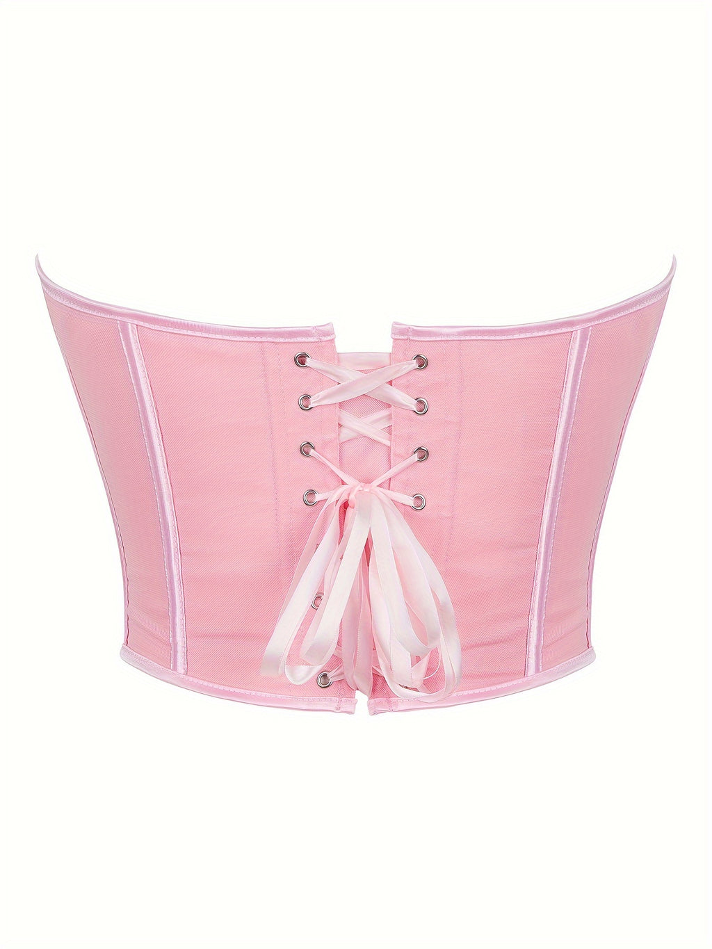 Sexy Women's Strapless Mesh Top, Breathable Double-Layer Frosted Texture, Women's Sexy Court-Style Corset Top - Pink