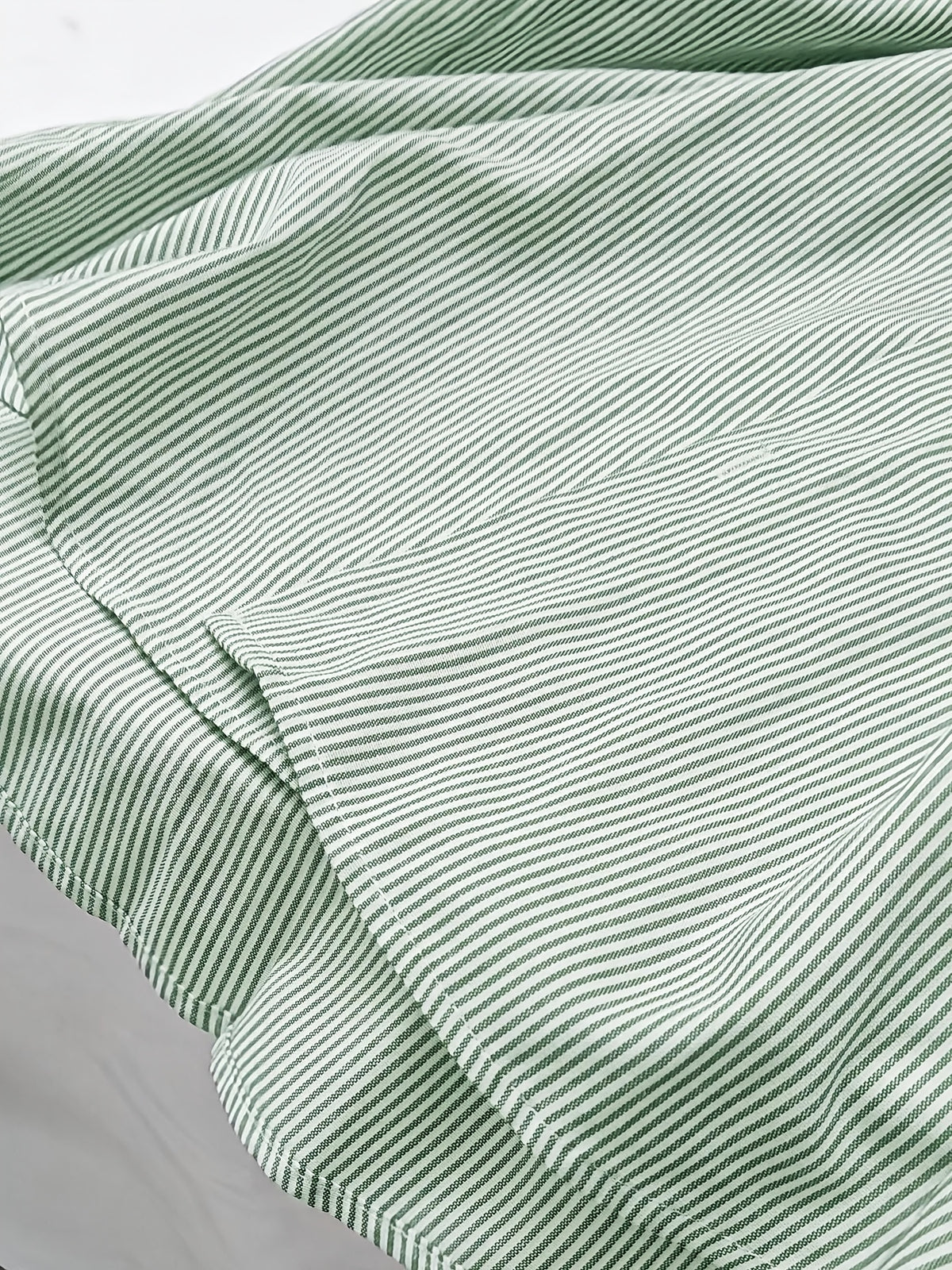 Korean-style Spring/Autumn Thin Fashionable Trendy Cool and Handsome Men's Healing Cartoon Print Long Sleeve Thin Striped Loose Fit Casual Shirt - Light Green