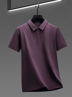 Summer Men'S Short Sleeve T-Shirt Breathable Cool Lapel Casual Polo Shirt - Purple