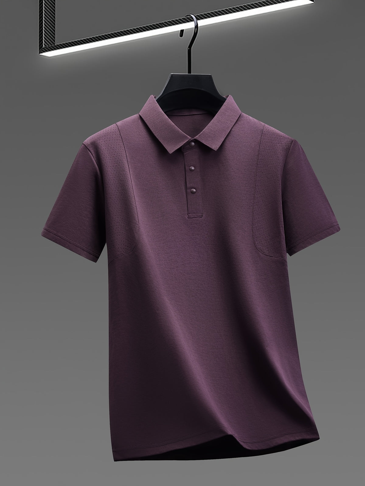 Summer Men'S Short Sleeve T-Shirt Breathable Cool Lapel Casual Polo Shirt - Purple