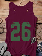 A Series of Arabic Numerals, a Comfortable And Casual Tank Top with a Full Print of The Letter '26', Suitable for Travel, Leisure, And Outdoor Street Scenes - Fuchsia