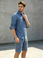 Men's Summer Classic Regular Fit Denim Shirt - Royal Blue