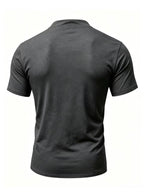 2026 New Men's Short-Sleeve T-Shirt, Men's Lace-Up Stand Collar Short-Sleeve Tee, Suitable for All Seasons, Slim-Fit Casual Top with Unique Lace-Up Design, Scorpion Pattern Print - Dark Gray