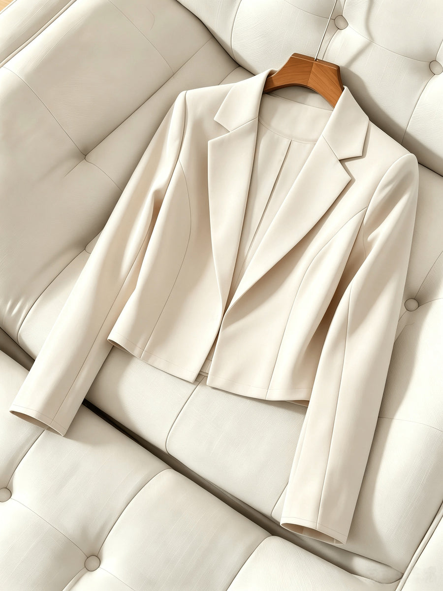 Elegant Women'S Short Fitted Blazer, Commute, Versatile (Unlined) - Off-white
