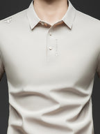 Men'S Summer Short Sleeve Polo Shirt, 3D Structured Collar, Durable And Non-Collapsing, Neckline And Shoulder Line Shaping, Moisture Wicking And Breathable, Non-Sweaty for Long Sitting - SINBOS - Warm White