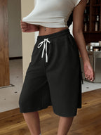 Lady Wearing Stylish And Casual Shorts - Black