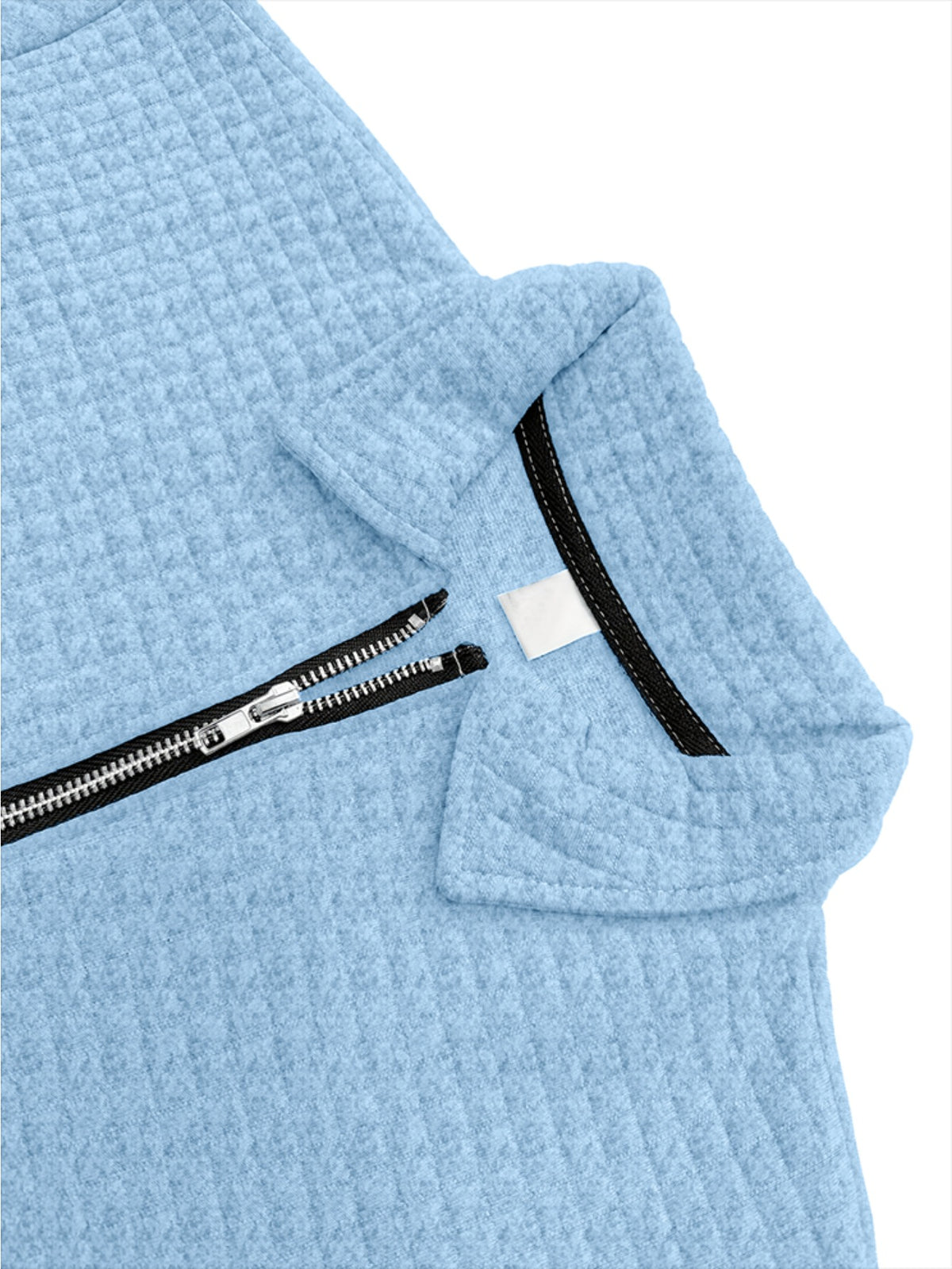 THE STEADY Men'S Half-Zip Fashion Waffle Texture Autumn Winter Casual Athletic POLO Shirt, Street Style Versatile Trendy Long Sleeve Top - Sky Blue