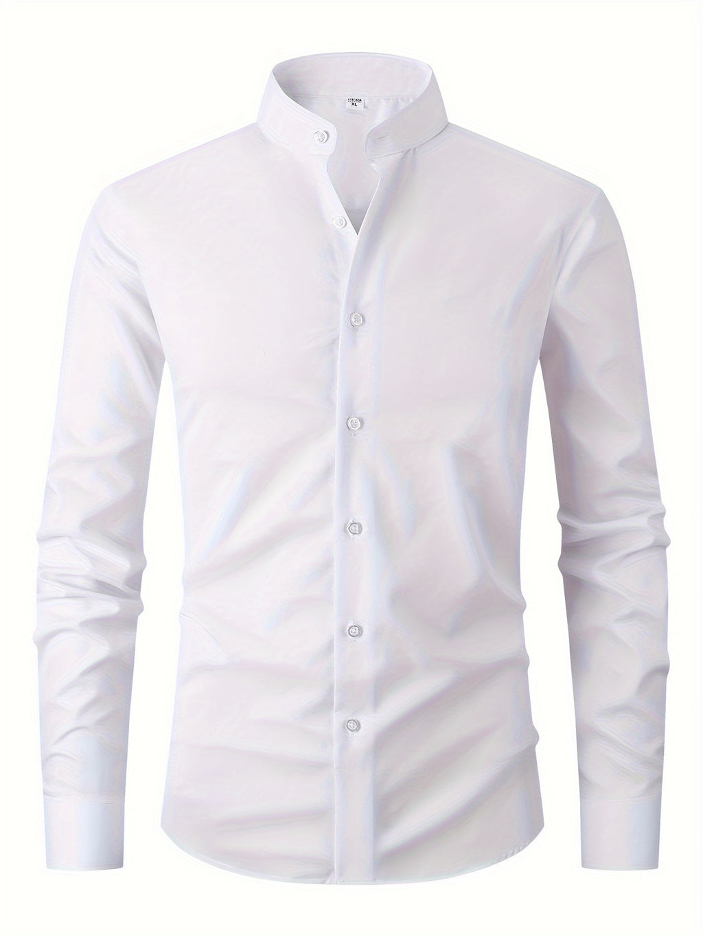 New Fashion Casual Stand Collar Long Sleeve, Smart Casual - White