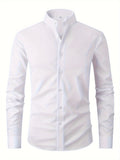 New Fashion Casual Stand Collar Long Sleeve, Smart Casual - White