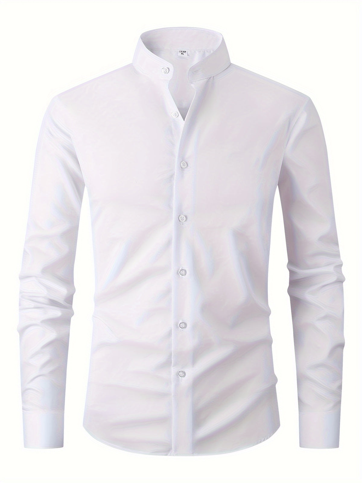 New Fashion Casual Stand Collar Long Sleeve, Smart Casual - White