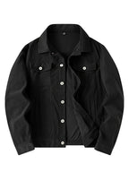 Men's Casual Long-Sleeve Shirt, Autumn/Winter Loose Fit Simple Solid Color Corduroy Layering Flannel Shirt, Vintage Style Top - Black