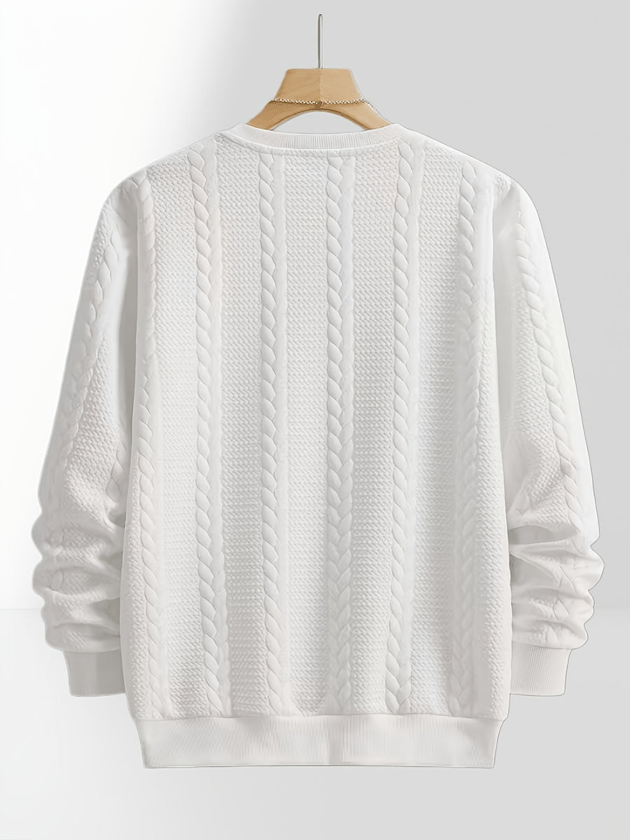 2pcs Men's Trendy Fashion Crew Neck Sweatshirt, Casual Streetwear Sweatshirt, Simple Style Long Sleeve T-Shirt, Sporty Long Sleeve Sweatshirt, Men's Casual Apparel - White+black