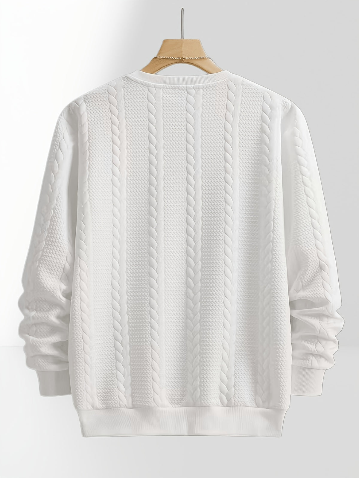 2pcs Men's Trendy Fashion Crew Neck Sweatshirt, Casual Streetwear Sweatshirt, Simple Style Long Sleeve T-Shirt, Sporty Long Sleeve Sweatshirt, Men's Casual Apparel - White+black