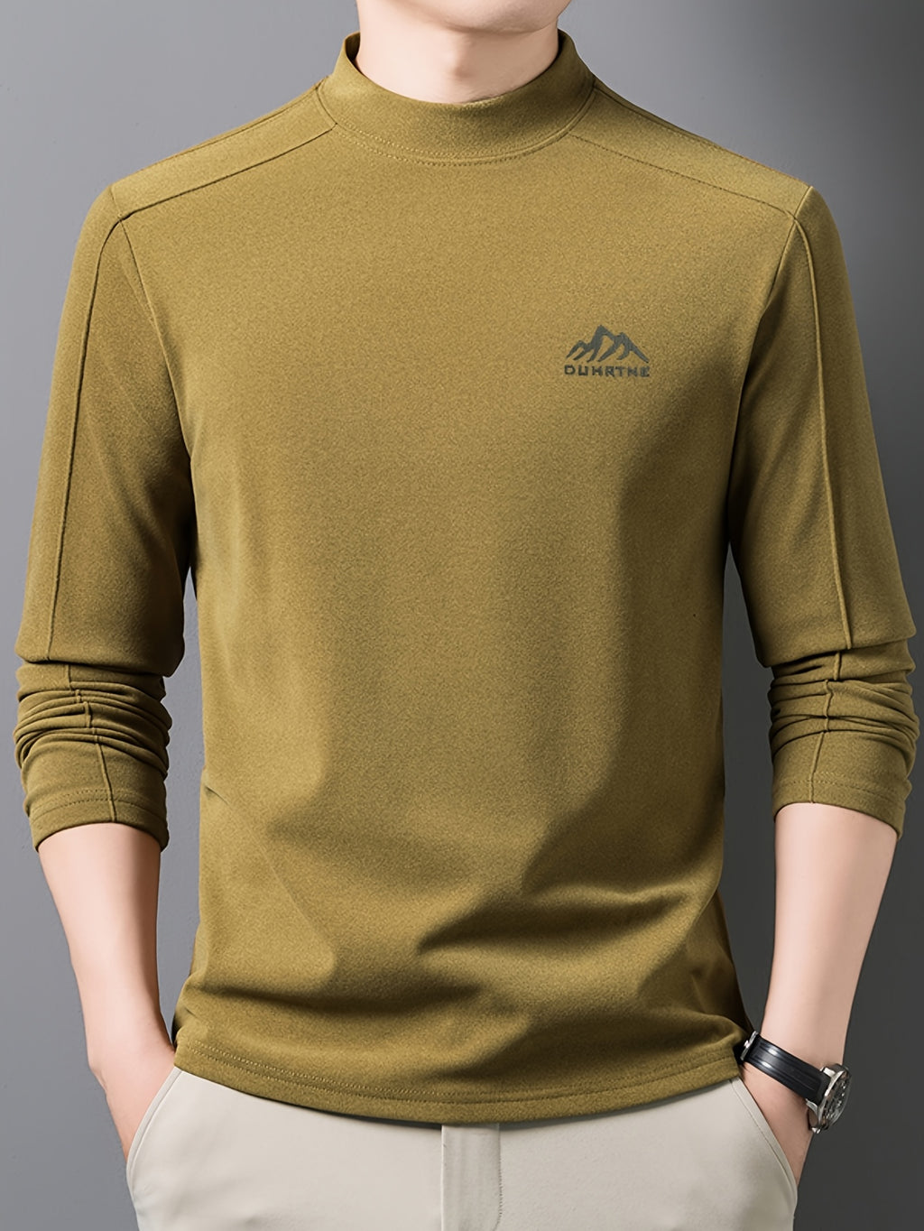 Minimalist Urban Velvet Base Layer for Warmth and Urban Casual Style - Brown Golden