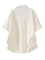 Half-zip Solid Color Polo Shirt, Simple Casual Versatile Top, Men's Lightweight Short-sleeve for Commuting - White Apricot