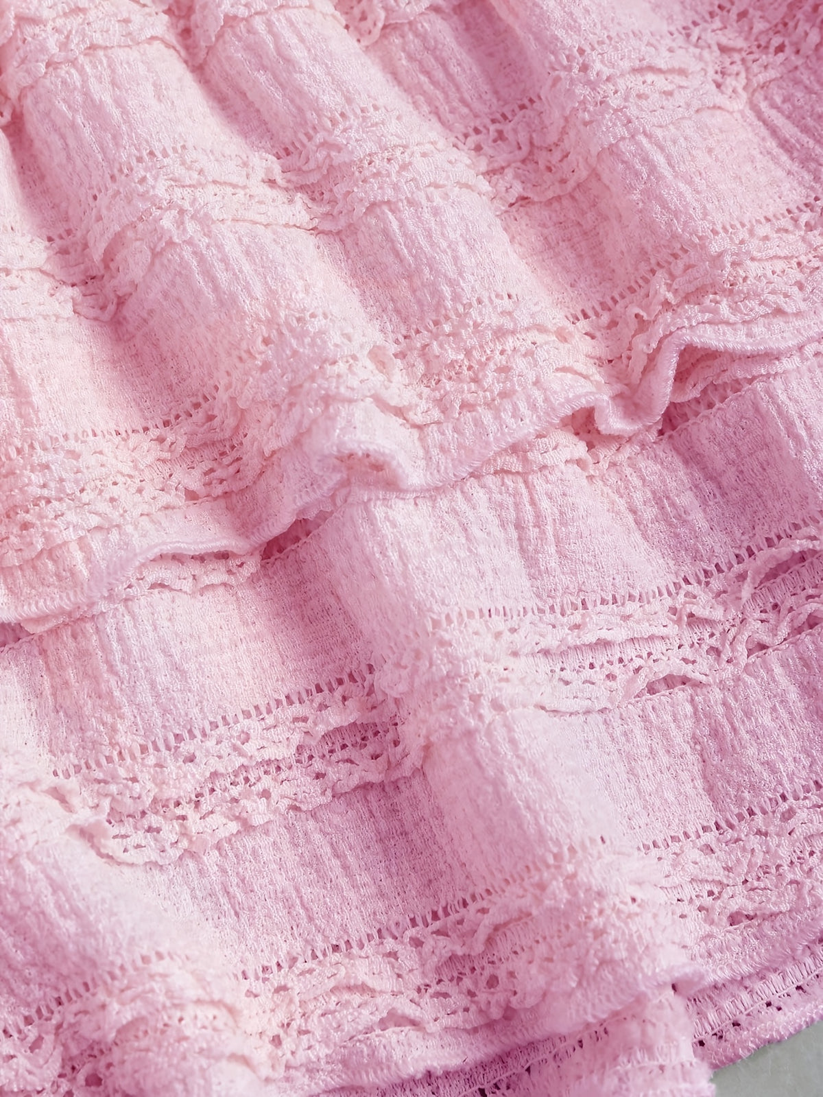 2026 New Vintage Ruffle Lace High-Waist Hip-Covering Double-Layer Flounce Mini Skirt - Pink