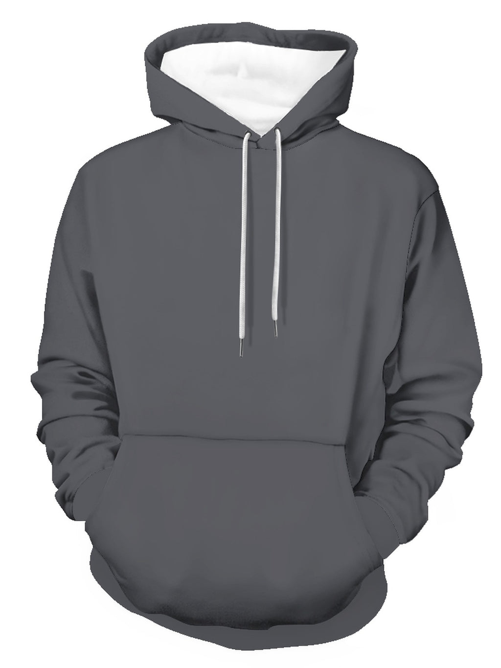Men's Long Sleeve Pullover Hoodie, Solid Dark Gray, Regular Fit, Drawstring Hood, Ribbed Cuffs and Hem, Front Pocket, Polyester, Casual, for Daily Wear Weekend Leisure, Spring and Autumn - Mixed colors