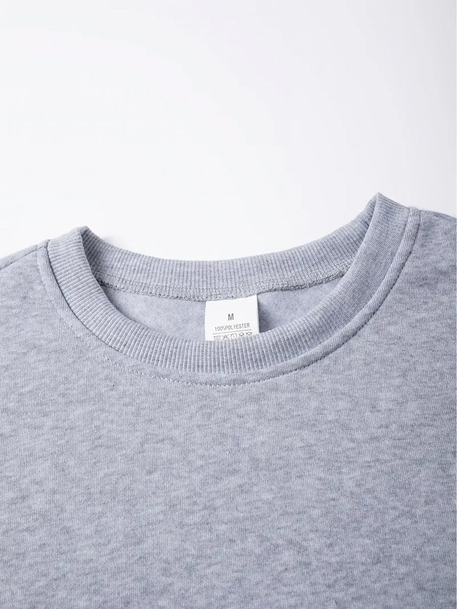 Men'S Stylish Print Sweatshirt Featuring a Cute Cat Design, Trendy Long-Sleeve Top, Round-Neck Sweatshirt, Streetwear Fashion, Perfect for Holiday Gifts - Light Grey