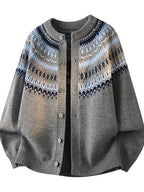 Du Jing Lan OBM 1pc Autumn/Winter New Arrival Men's Knitted Cardigan, Old Money Style Contrast Color Single-Breasted Button Closure Crew Neck Open Front Knitted Cardigan, Men's Business Casual Fashion Open Front Knitted Cardigan Top - Grey
