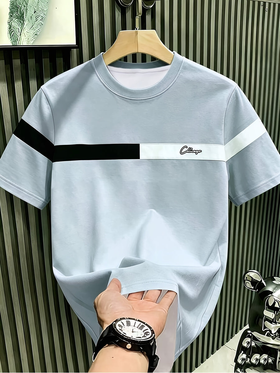 [Printed Design – Not Textured] Men's Summer Casual Color Block Patchwork T-shirt - Mixed Color 3