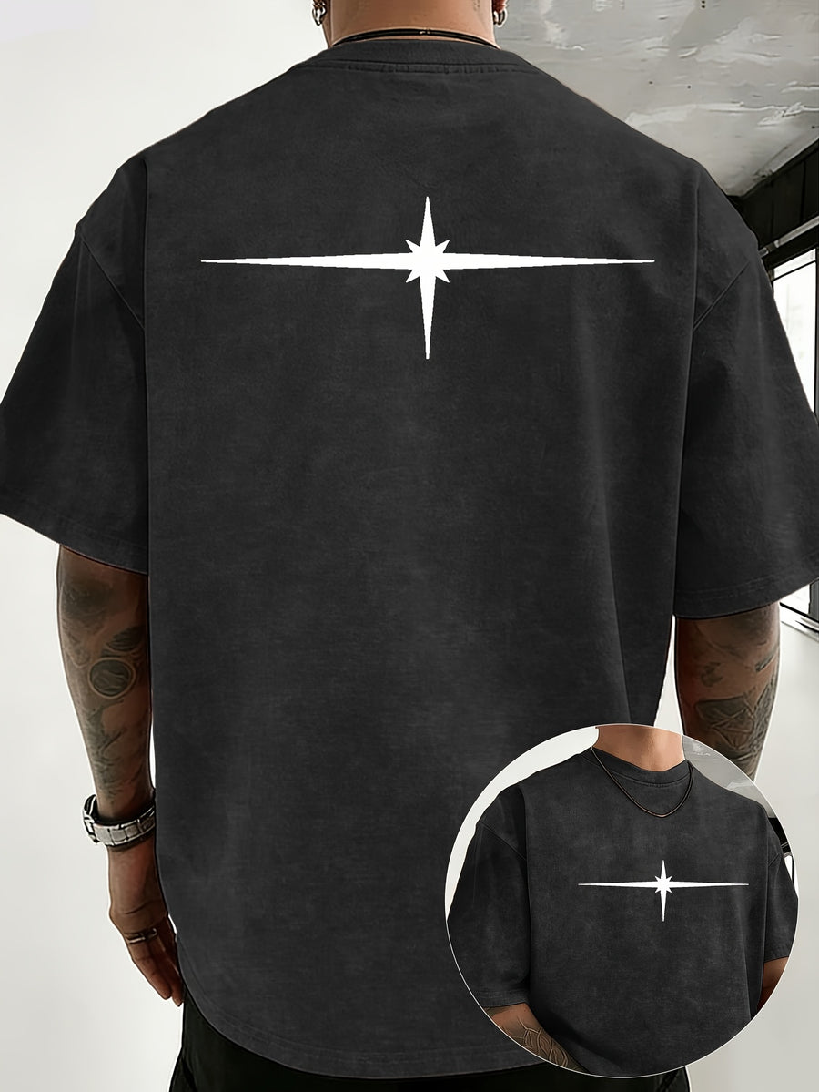 Unisex Vintage Distressed Positioning Print Pure Cotton Short-Sleeve T-Shirt, Breathable, Skin-Friendly, Comfortable, and Non-Stuffy. Suitable for Outdoor Leisure, Sports, and Daily Versatile Wear. Eye-Catching and Flattering on Everyone - Black