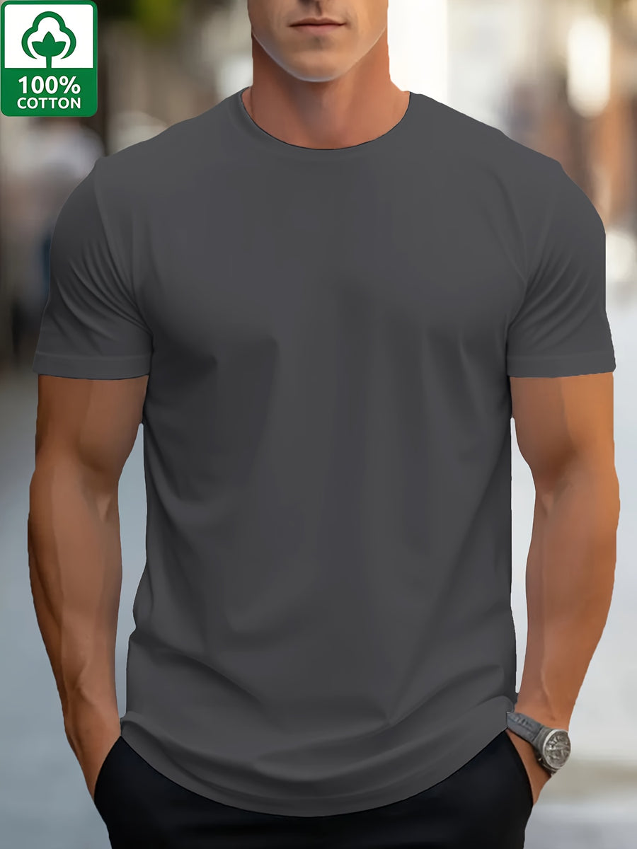 2pcs Men'S Premium 100% Sports Casual T-Shirt, Trendy Tees, Black Tees for Men, Breathable And Sweat-Absorbing Short Sleeves for Summer, Round Neck Short Sleeves, Men'S Comfy Clothing Tops for Daily Vacation - Dark Gray
