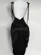 Y2K Asymmetrical Ruffle Dress, Suitable for Vacation Dresses, Easter Beachwear, Hawaiian Music Festival, Tropical Vacation Outfits, Christmas, Thanksgiving, New Year's Eve Party Dress, Niannian - Black