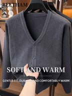 Autumn Winter Men Thick Knit Cardigan, Ideal Gift for Dad and Father, Button Design with Pockets, Warm Cold Resistant Soft Comfortable Sweater, Elegant Versatile Top Cardigan Coat for Daily Casual Business Sports Fishing Camping Wear - Medium Gray